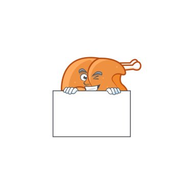 Kızarmış hindi yemeği karikatürü. Karakterleri şaşı.