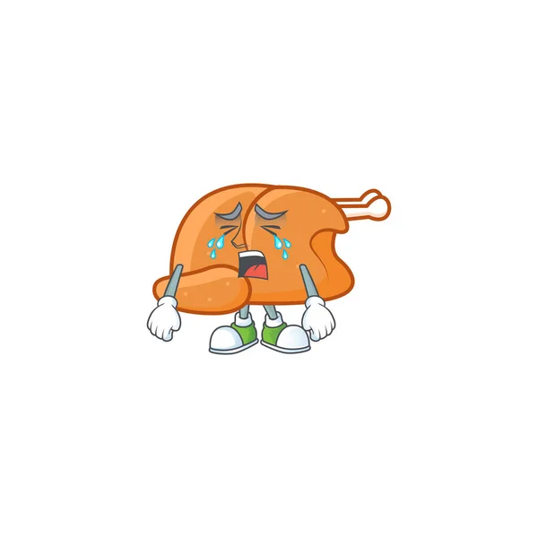 Mascote um choro em peru assado de desenhos animados —  Vetores de Stock