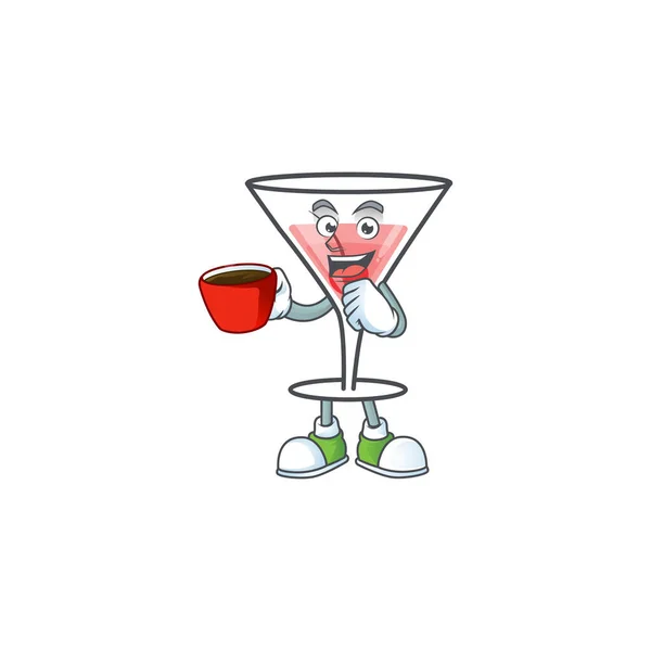 Karakter egy ivás csészében a rajzfilm koktél — Stock Vector