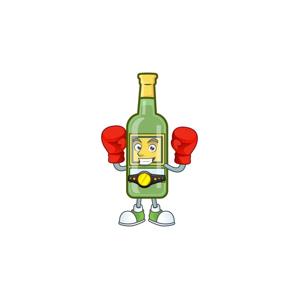 Tecknad whisky flaska med karaktär form boxning — Stock vektor