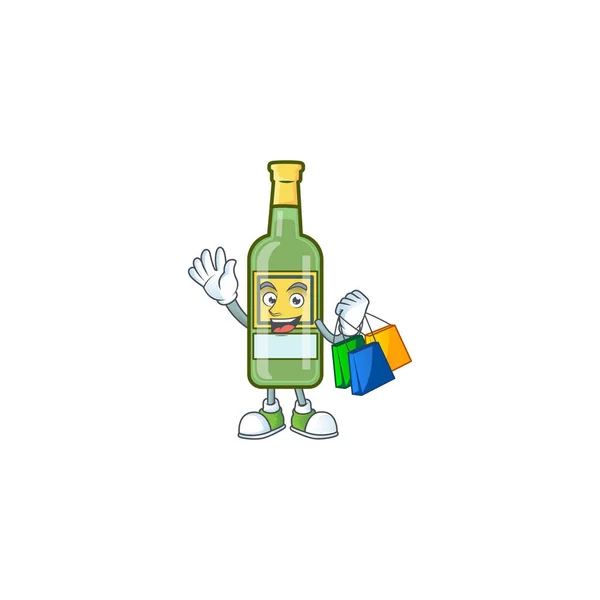 Sladká whisky kreslený postava s nákupním maskot — Stockový vektor
