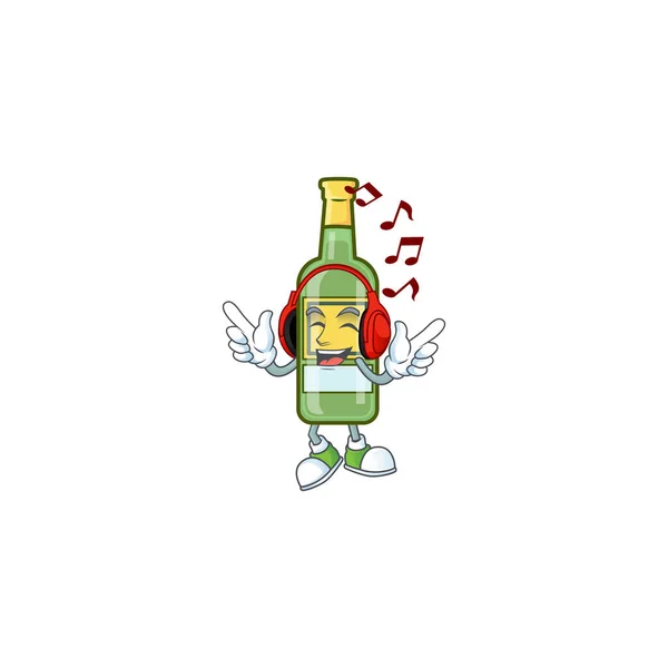 Personaje una música de escucha en la caricatura de whisky — Vector de stock