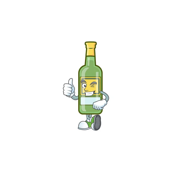 Słodka postać z kreskówki whiskey z kciukami do góry maskotka — Wektor stockowy