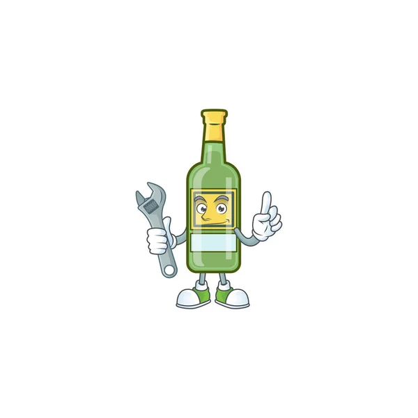 Dibujos animados whisky dulce con carácter mecánico mascota — Archivo Imágenes Vectoriales