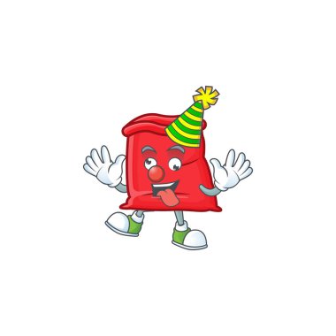 Çizgi film Noel Baba çantası ve palyaço karakteri.