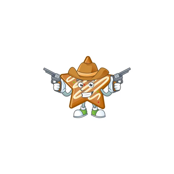 Cartoon crocante estrela biscoitos com o personagem cowboy — Vetor de Stock