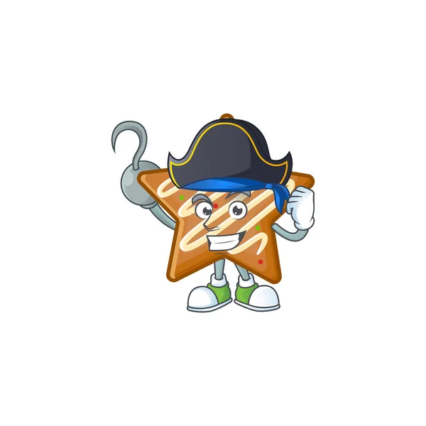Cartoon τραγανά μπισκότα αστέρων με τον πειρατή χαρακτήρα — Διανυσματικό Αρχείο