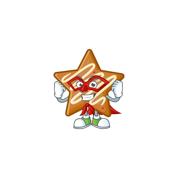 Star cookies κινουμένων σχεδίων με το σούπερ ήρωα μασκότ — Διανυσματικό Αρχείο