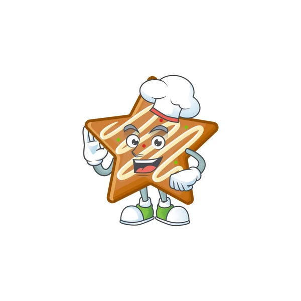 Αστέρια μπισκότα κινουμένων σχεδίων με το σεφ μασκότ — Διανυσματικό Αρχείο