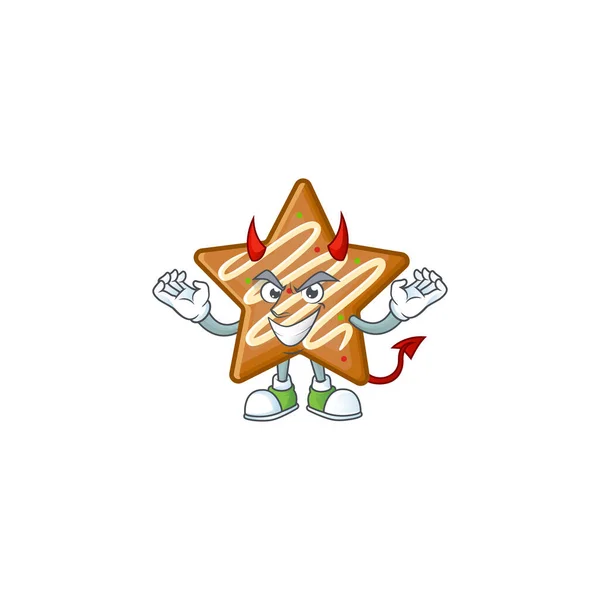 キャラクター悪魔の形をしたおいしい星のクッキー — ストックベクタ