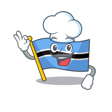 Mutlu bayrak Botswana çizgi film karakteri beyaz şapkalı şef