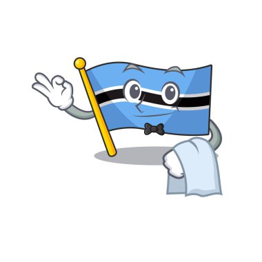 Bayraklı Botswana karakteri stilize bir garson görünümünde.