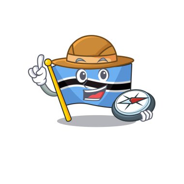 Elinde pusula tutan Botswana kaşifi çizgi film karakteri