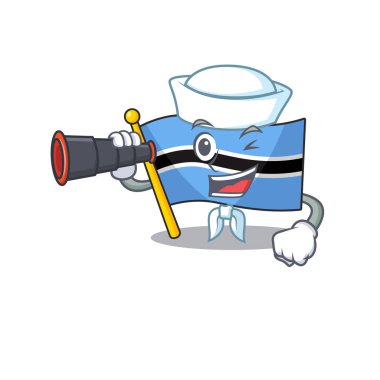 Gülümseyen mutlu bayrak Botswana dürbünlü bir denizci gibi