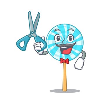 Mutlu çizgi film lolipopu berber stili