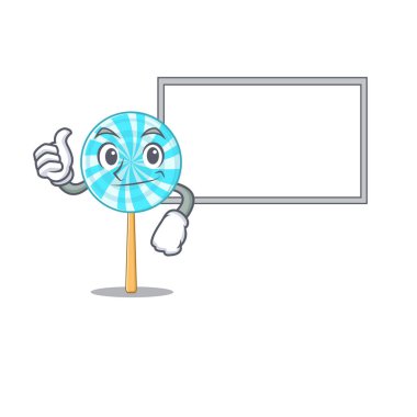 Sevimli lolipop karakter tahtası ile baş parmak