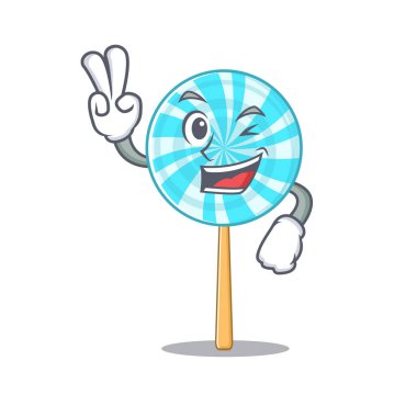 İki parmaklı lolipop karakteri çizgi film stili