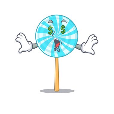 Maskot şeker sepetinde lolipop parası gözü