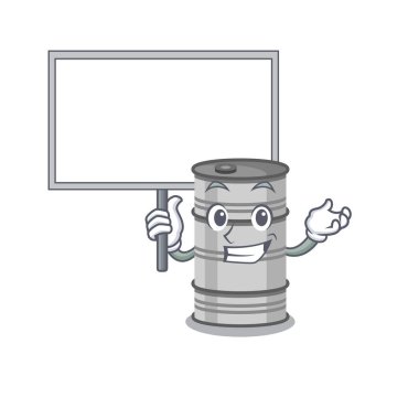 Gülümseyen yağ fıçısı şirin çizgi film stili tahtayı getir