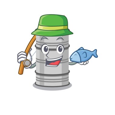 Bir balıkçılık tasarımında yağ varilinin vektör çizimi