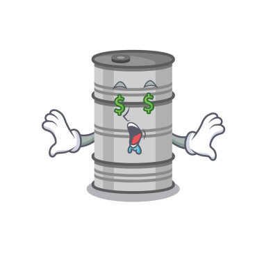 Yağ varili para içinde. Çizgi film şeklinde.