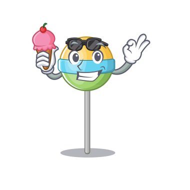Dondurma yuvarlak lollipo karikatür ile izole