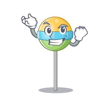 Çizgi filmle izole edilmiş başarılı yuvarlak lollipo.