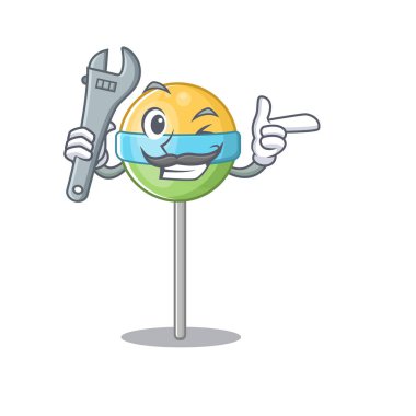 Mutlu vektör mekanik hround lolipop karikatür ile izole