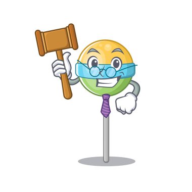 Yargıç çizgi filmiyle izole edilmiş yuvarlak lolipop.