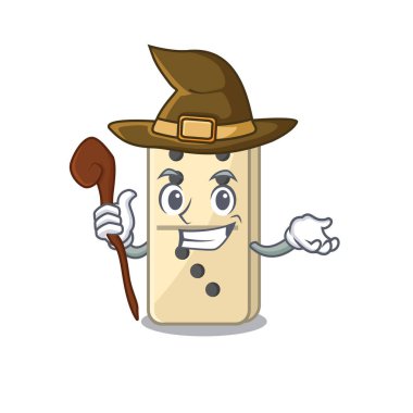 Domino taşının çizgi film cadı stili izole edilmiş şirin