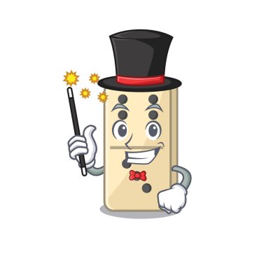 Karikatürle izole edilmiş domino taşı sihirbazı.