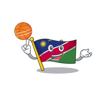 gülümseyen namibya çizgi filmi basketbol karakterini çalıştırıyor