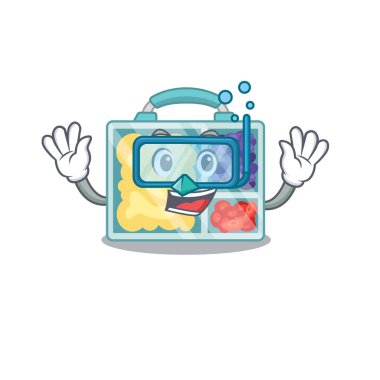 Beslenme çantası maskotla izole edilmiş.