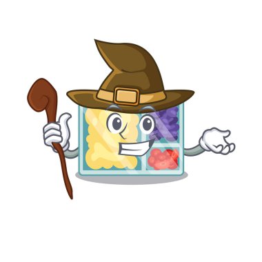 Cadı gülümseyen beslenme çantası karakter şekli izole