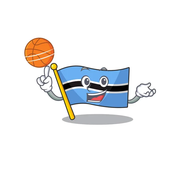 Gaya kartun bendera botswana dengan bola Korb — Stockvektor