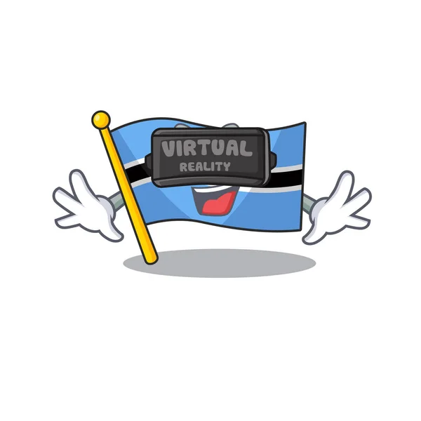 Cool flag botswana character in virtual reality headset — Stock Vector