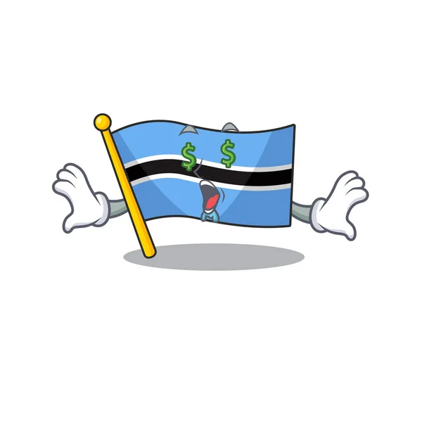 Geld oog vlag Botswana cartoon in een personage — Stockvector