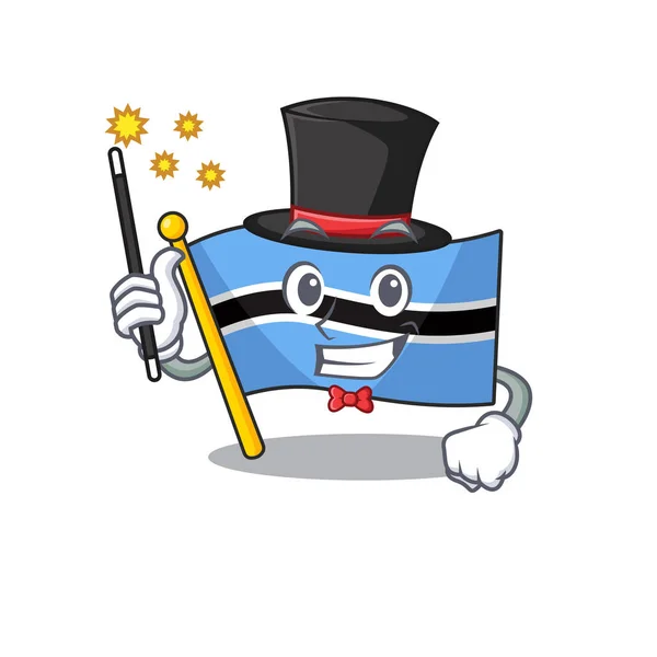 Bandeira botswana desenhos animados em um mágico personagem —  Vetores de Stock
