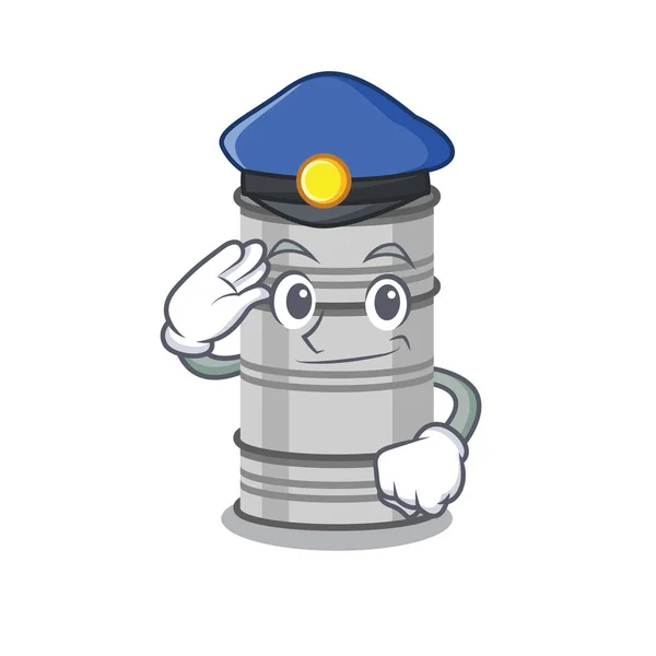 Oil drum cartoon character as a police officer — Stock Vector