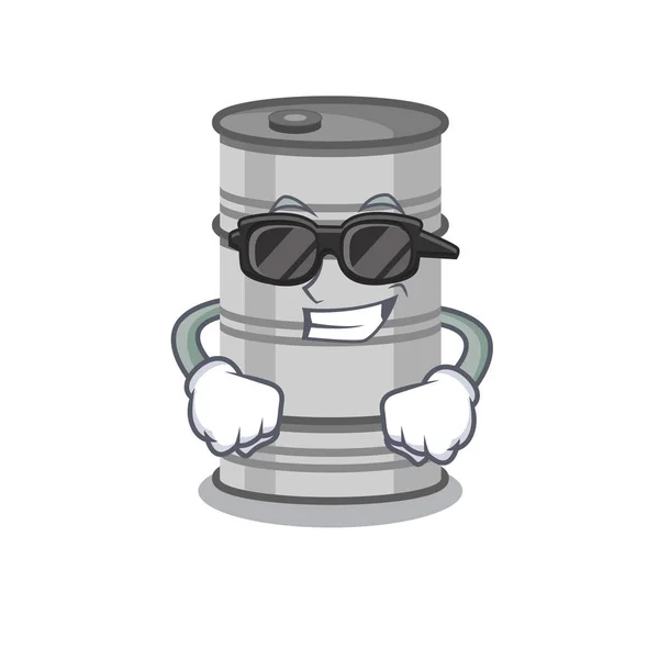 Super cool personaje tambor de aceite con gafas negras — Vector de stock