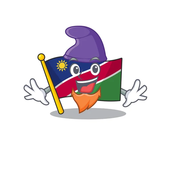Ельф усміхнений прапор Намібії мультиплікаційний персонаж працює — стоковий вектор