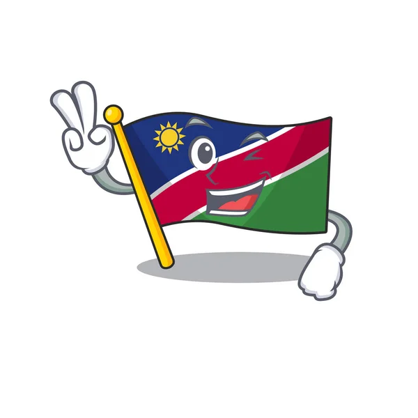 Deux doigt illustration drapeau namibia isolé avec dessin animé — Image vectorielle