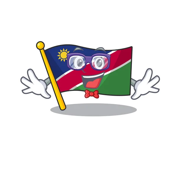 Bandera de la ilustración namibia aislado con friki de dibujos animados — Archivo Imágenes Vectoriales