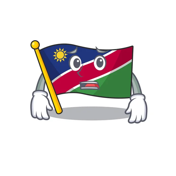 Bandera namibia dibujos animados con la forma de miedo — Vector de stock