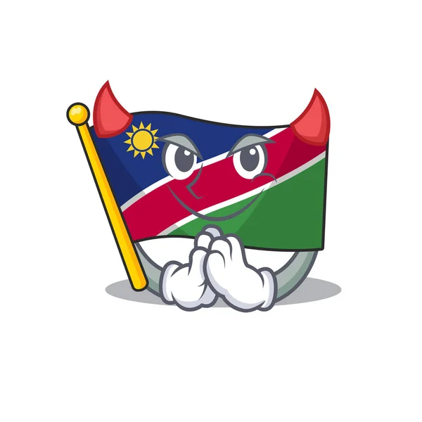 Прапор Намібії мультяшний диявол з формою — стоковий вектор