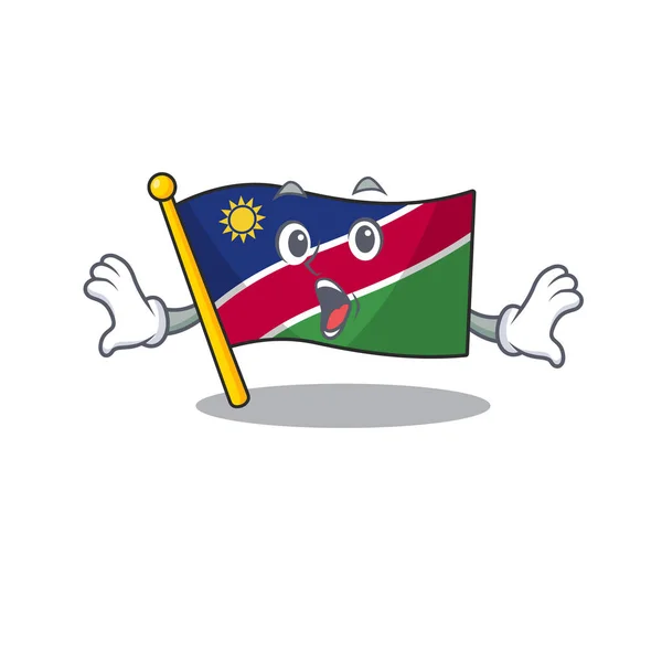 Bandeira namibia surpreendeu desenhos animados com a forma —  Vetores de Stock