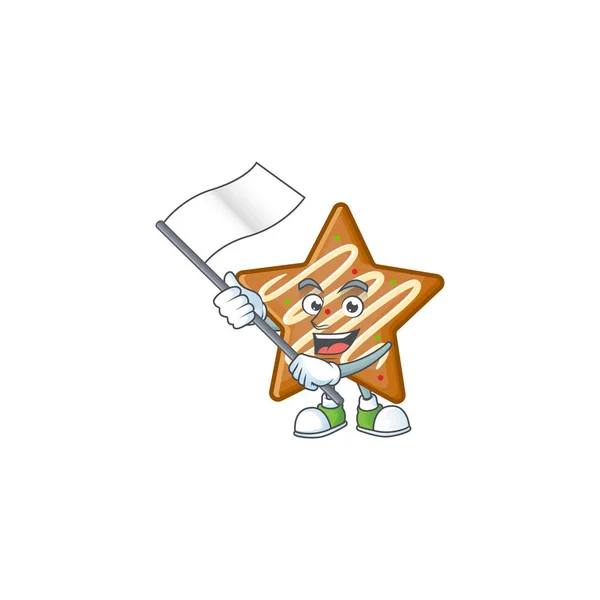 Χαρακτήρας φέρει σημαία στα cookies αστέρι κινουμένων σχεδίων — Διανυσματικό Αρχείο