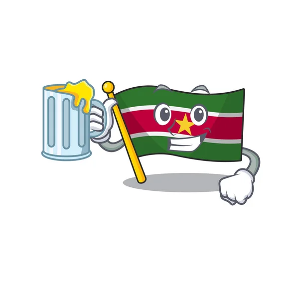 Σημαία suriname απομονώνονται στο χυμό εκμετάλλευση μασκότ — Διανυσματικό Αρχείο