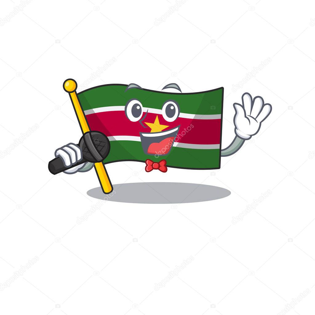 flag suriname isolated in the mascot singing
