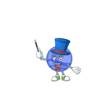 Mavi Noel balosunda maskot sihirbazı.